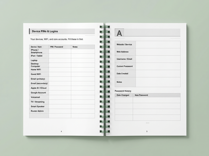 The Senior's Password Book